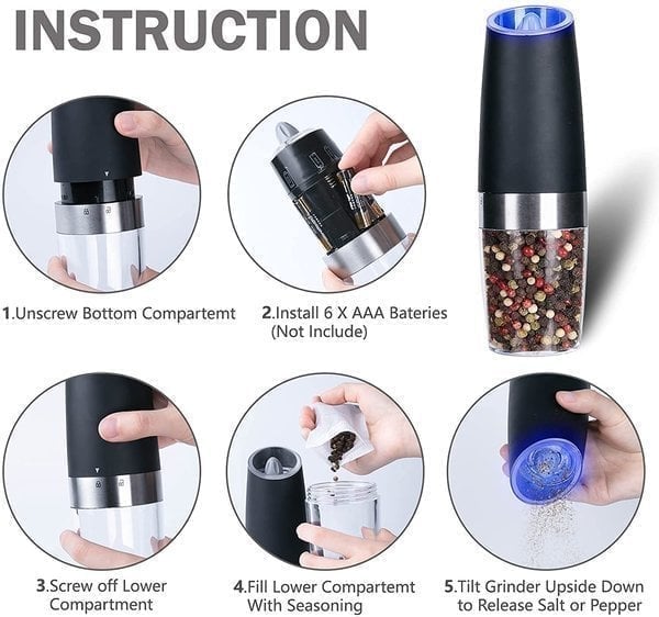 🔥🔥🌲Christmas Sale 49% OFF - Automatic Electric Gravity Induction Salt & Pepper Grinder - BUY 2 GET FREE SHIPPING